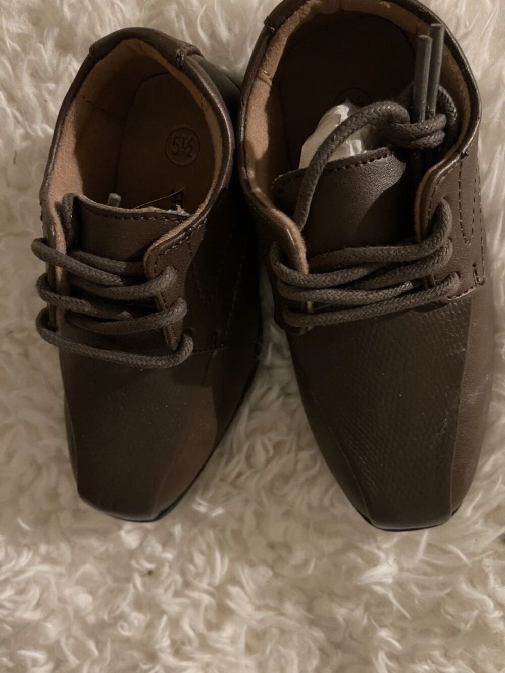 smartfit boys brown lace up dress shoes size 5 1/2 NWOT Church Uniform